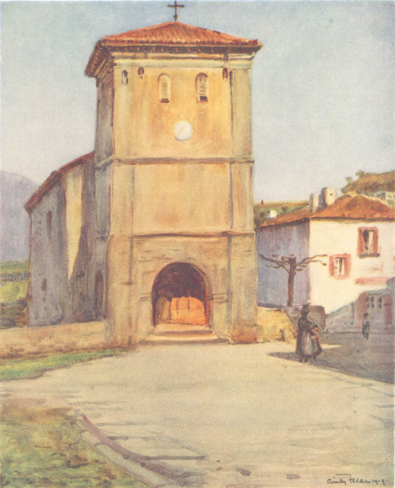 PYRÉNÉES-ATLANTIQUES. Basque country. Church at Ascain 1921 old print